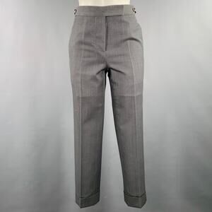 THOM BROWNE Size 2 Grey Wool Textured Flat Front Dress Pants